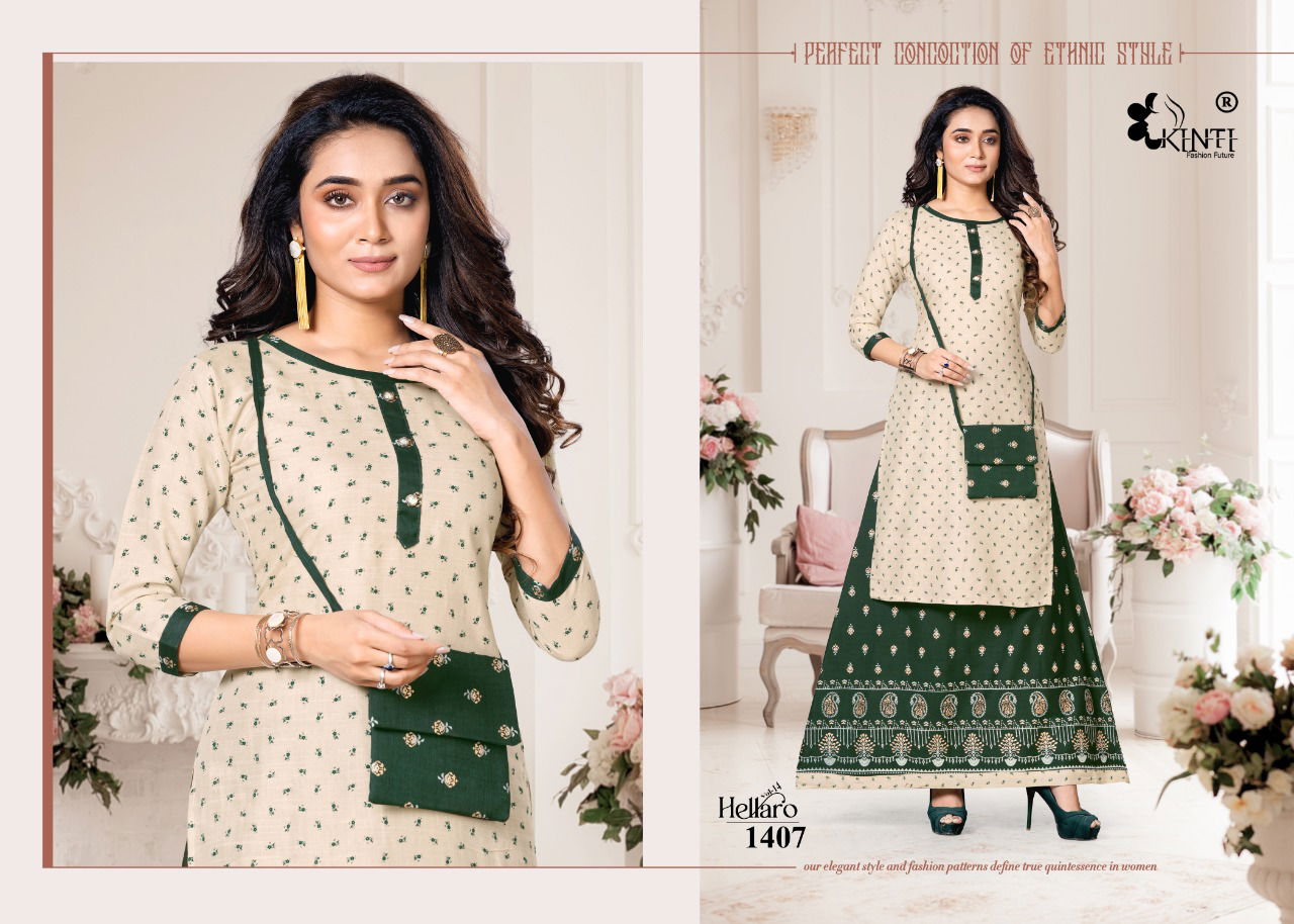Kinti Hellaro 14 Ethnic Wear Rayon Printed Designer Fancy Kurti With Skirt Collection
